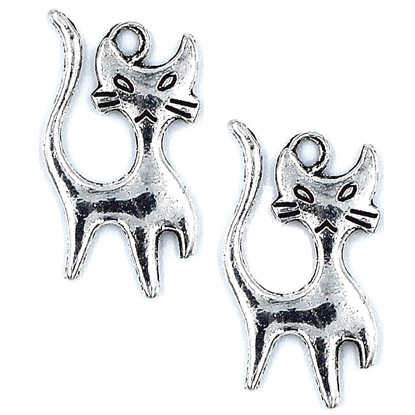 Zawieszka metalowa charms Kot Kotek 22x13mm 2szt