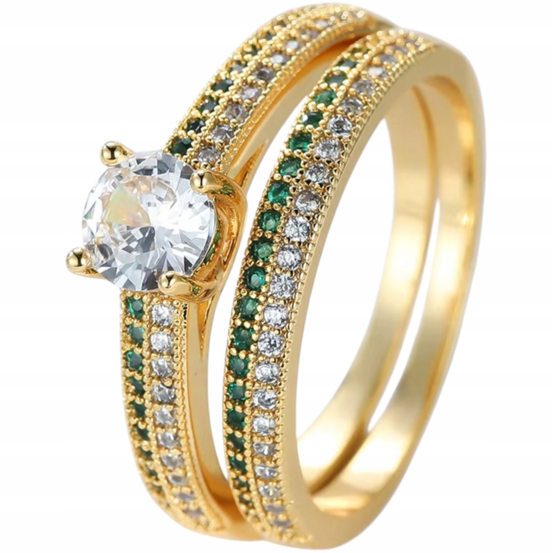 Sada dvou zlatých prstenů Zirkony Prsten Ocel Ušlechtilá