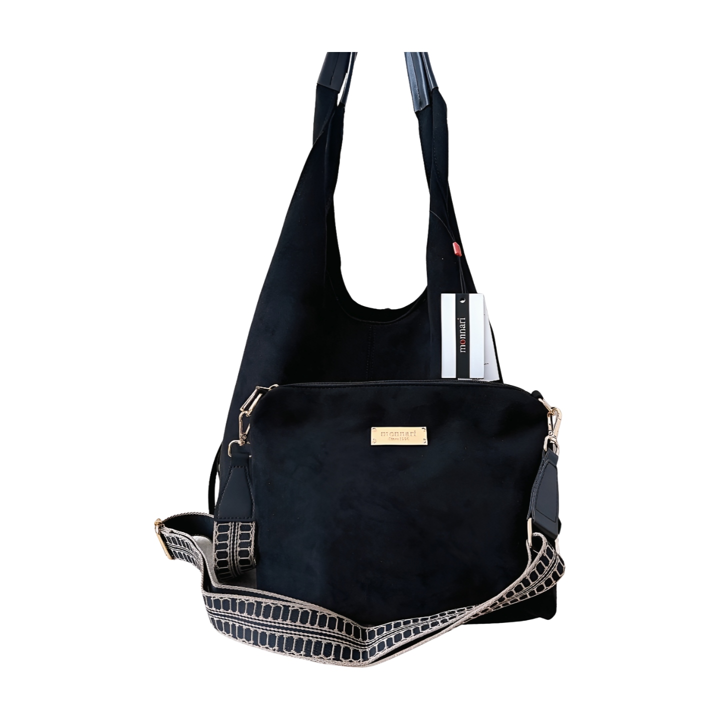 Monnari shopper kabelka přes rameno a kabelka přes rameno 2v1 černá ekosemiš