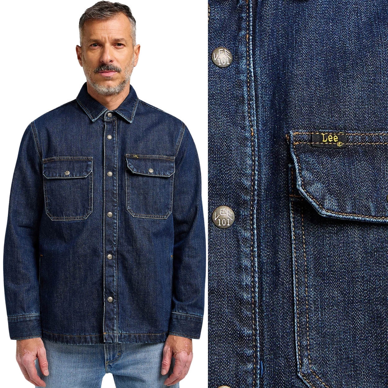 Lee 101 Overshirt Indigo Džins Premium Košile Bunda Katana Oversized M