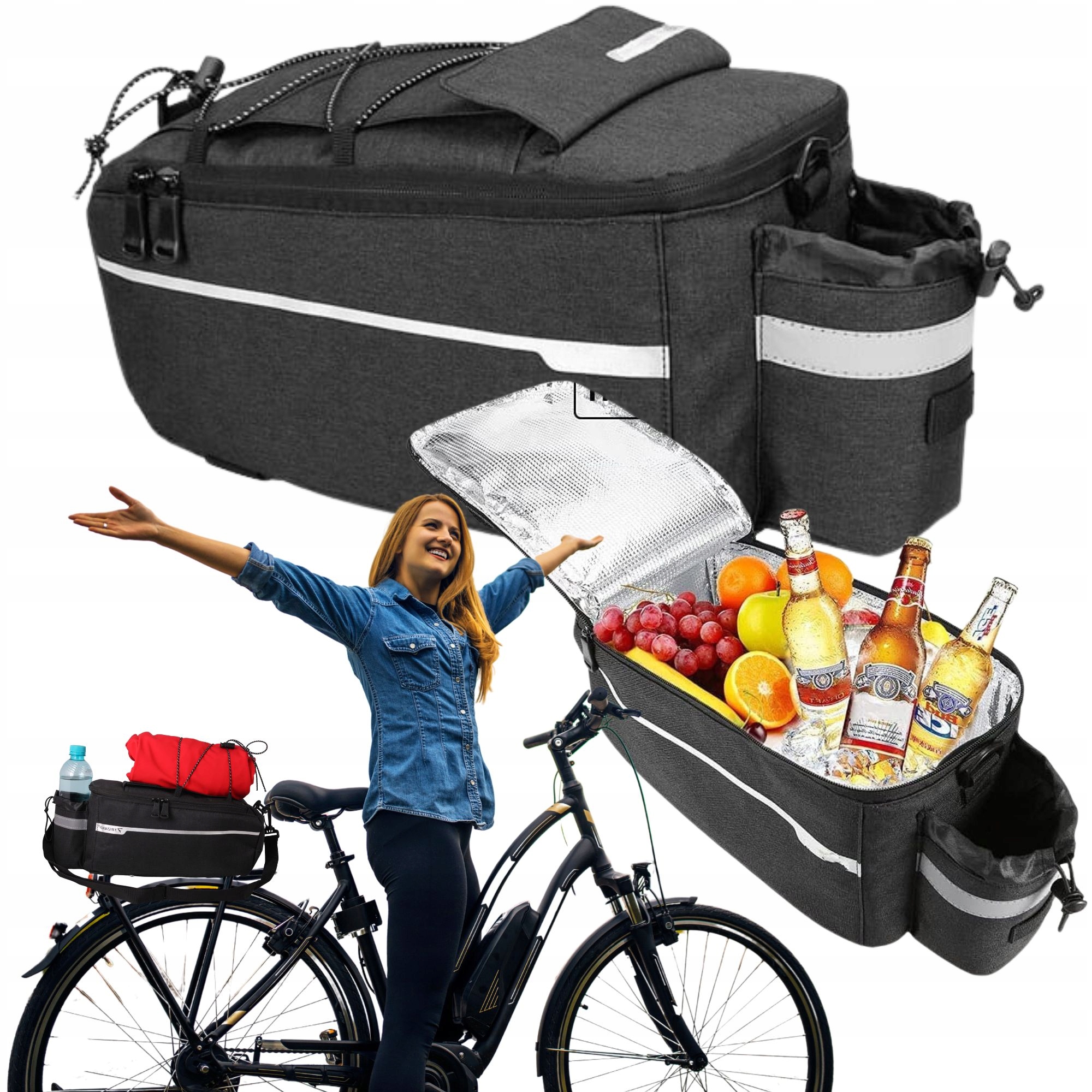 TORBA SAKWA NA BAGAŻNIK ROWEROWY NA ROWER POJEDYŃCZA Z KOMORĄ TERMO POJEMNA Rodzaj tylna