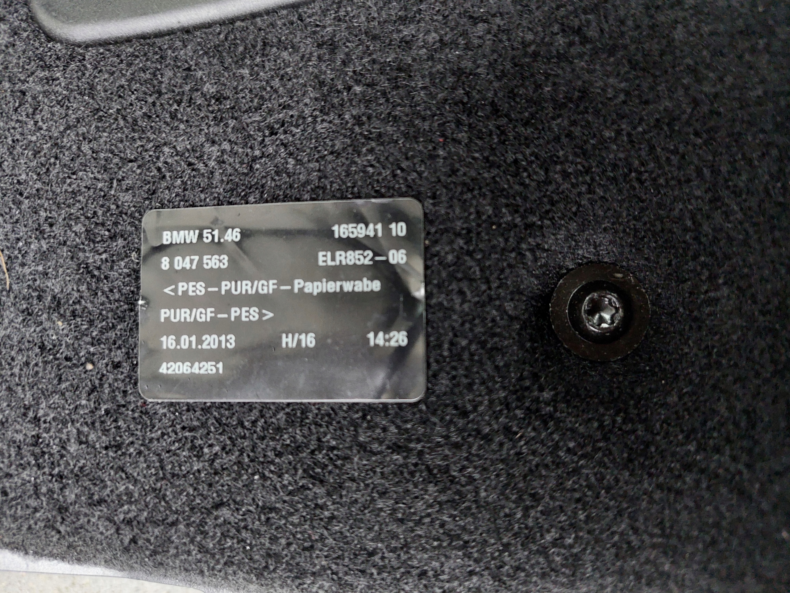 plato boot rear part rear 8047563 BMW 5 GT F07