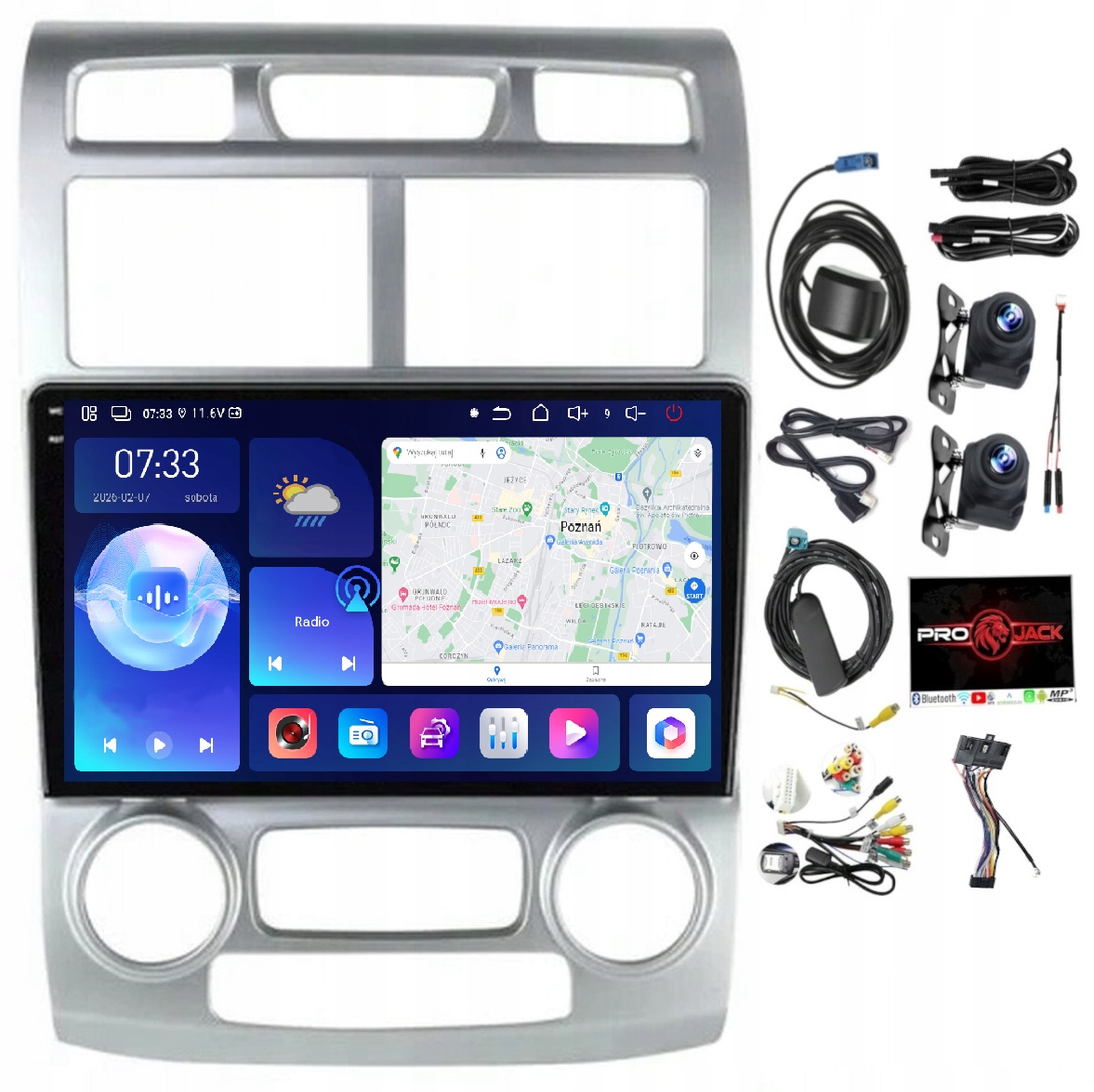 Rádio Navigace Carplay Android Bt Kia Sportage 2004-2007 6GB 128GB Sim