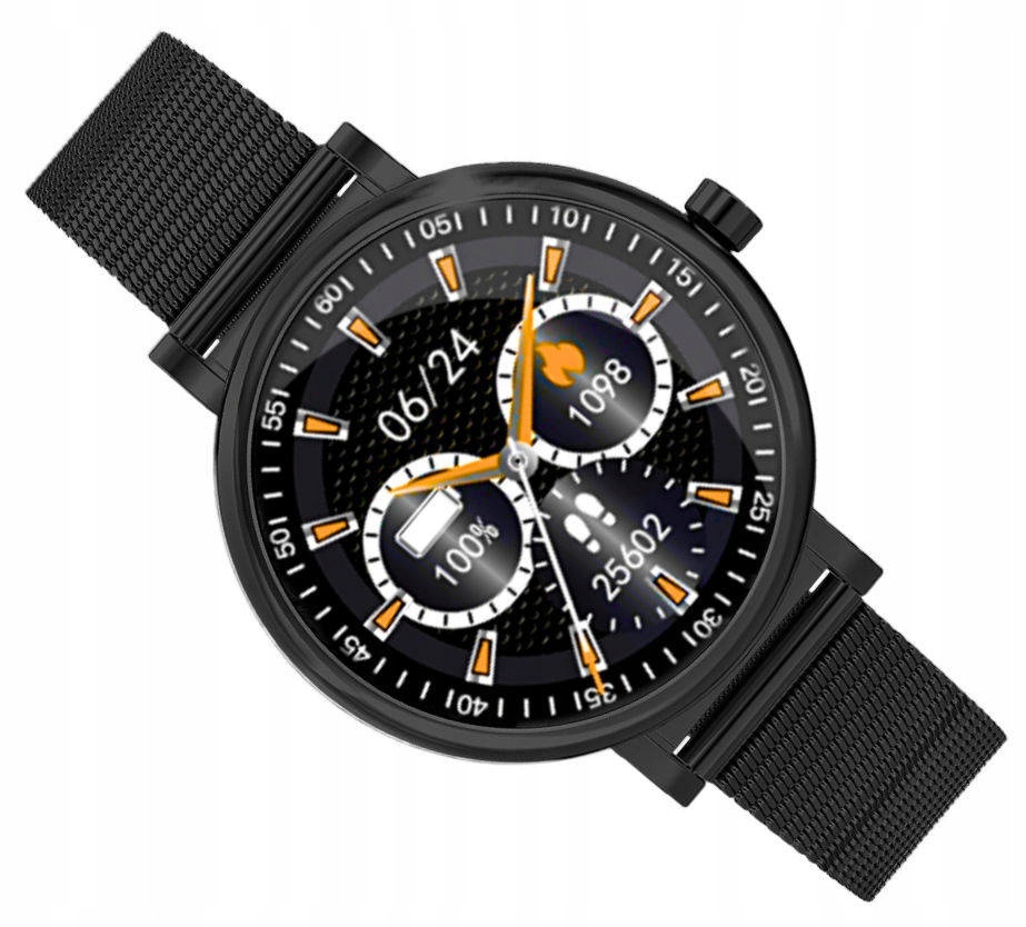 Dámské Černé Chytré Hodinky Rubicon Sen Puls Kalorie Sms Fb 40 mm Náramek