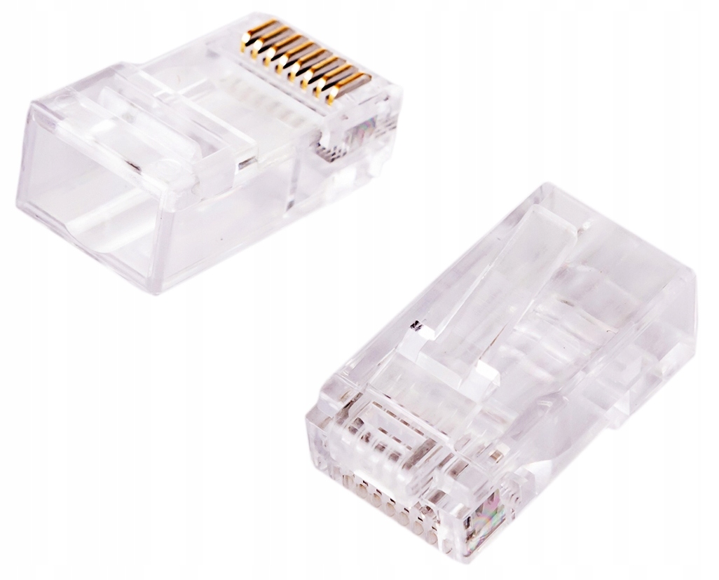 100x Wtyki RJ45 Przelotowe kat 6 LAN UTP w Pudełku Słoik RJ-45 PASS Through Kod producenta PT-RJ456UT-1