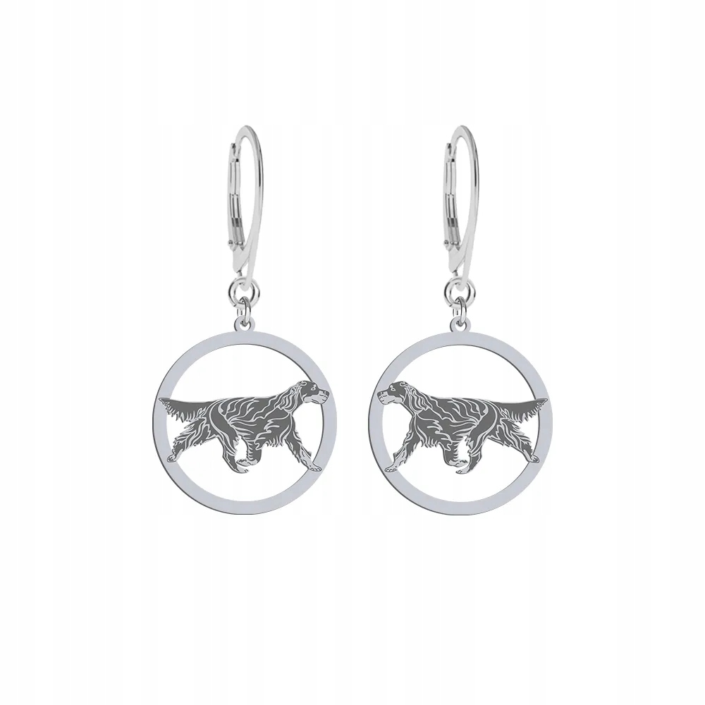 Stříbrné Náušnice se psem Seter Skotský 925 Šperky Dárek Gravírování Bonus