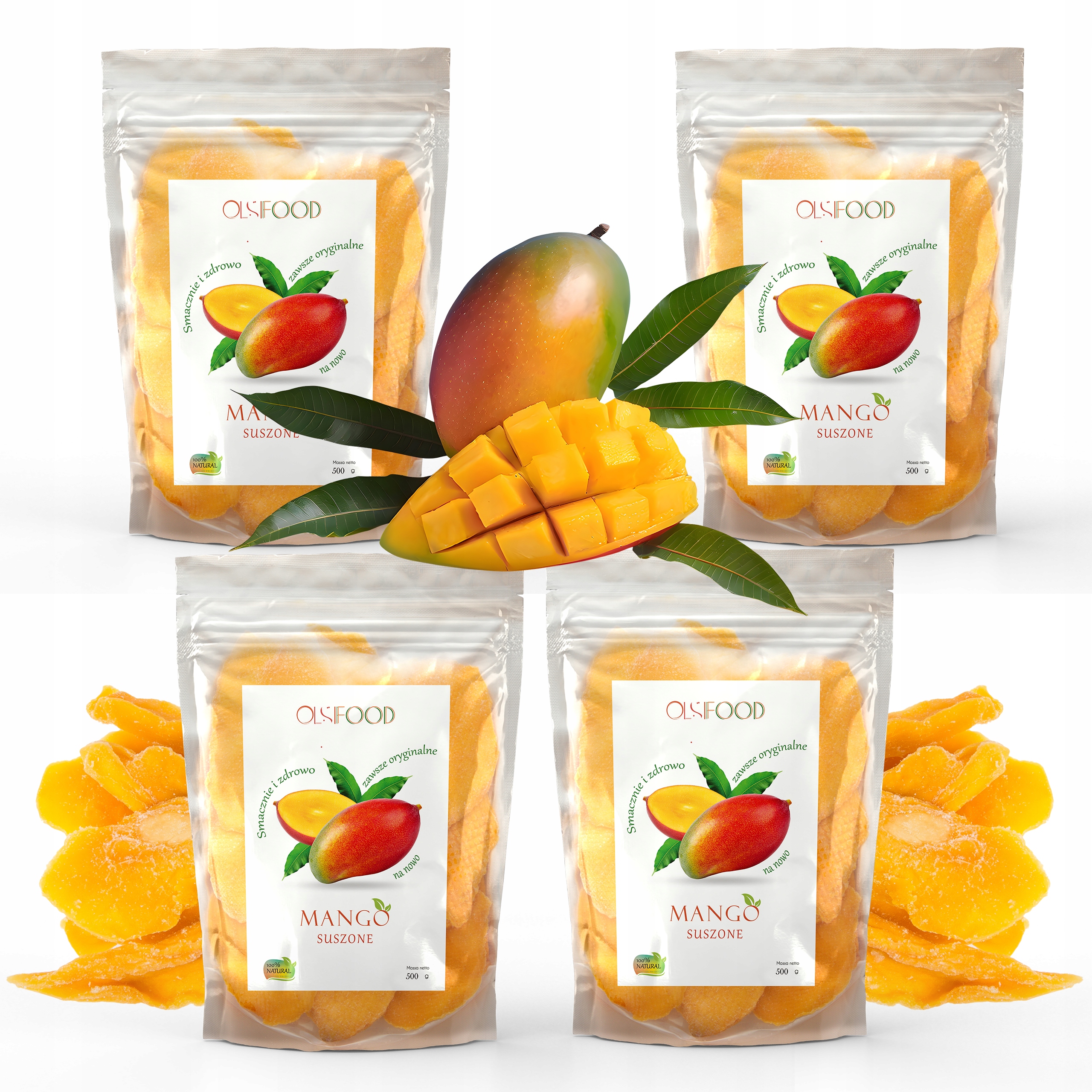 Levně Mango Sušené Plátky| Aromatické a šťavnaté Plátky 2 kg (4x500 g)