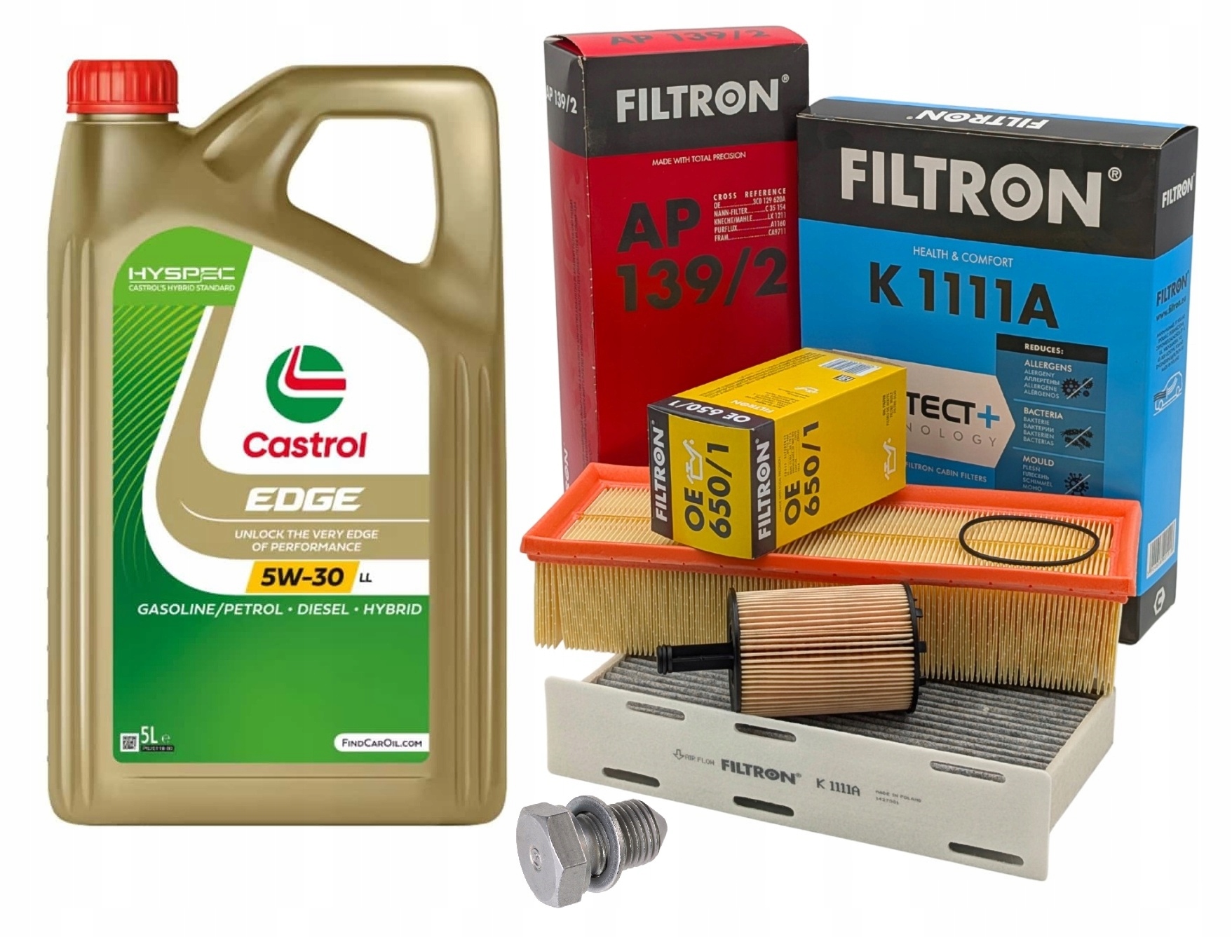 Sada filtrů Filtron Audi Vw Seat Škoda 1.9 Tdi 2.0 Tdi Castrol 5W30 5L