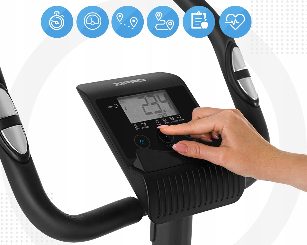 ROWER STACJONARNY rowerek MAGNETYCZNY Treningowy Domowy LCD - BEAT ZIPRO Szerokość produktu po rozłożeniu 59 cm