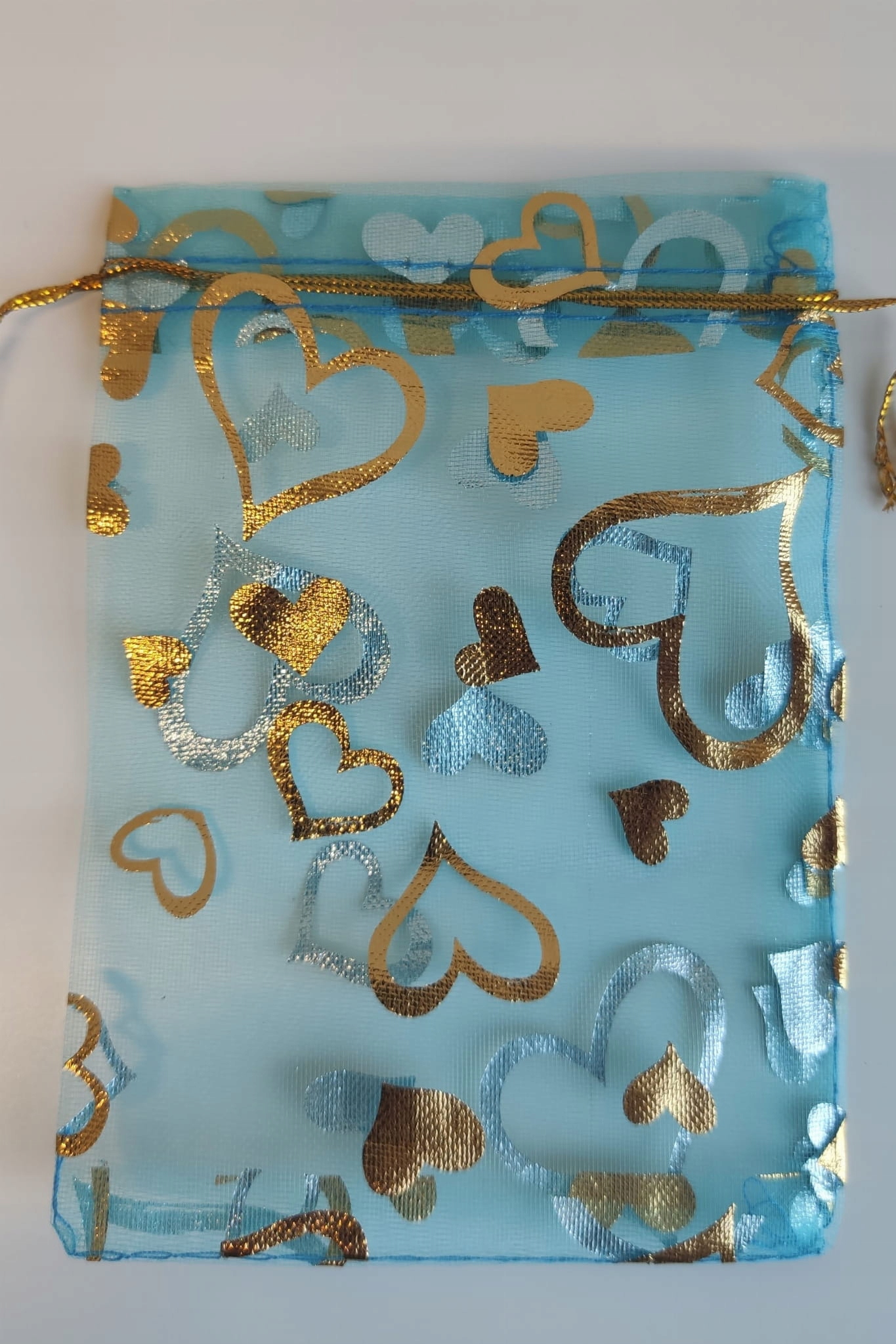 WORECZKI BŁĘKITNE ŚCIĄGANE Z ORGANZY 9x12 100szt Marka inny