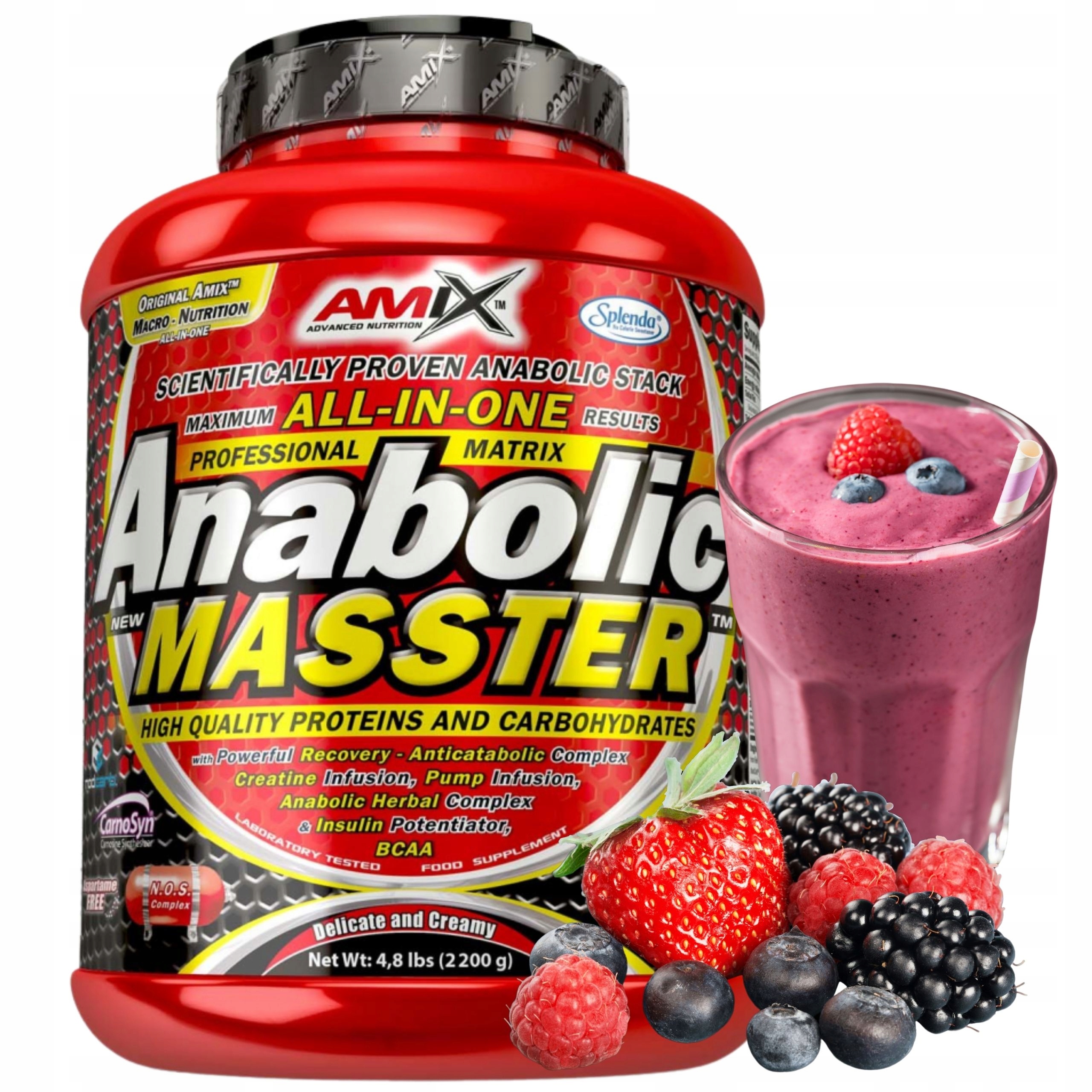 Gainer Na Hmotu Protein Cfm Kreatin Carbs Amix Anabolic Masster Lesní ovoce