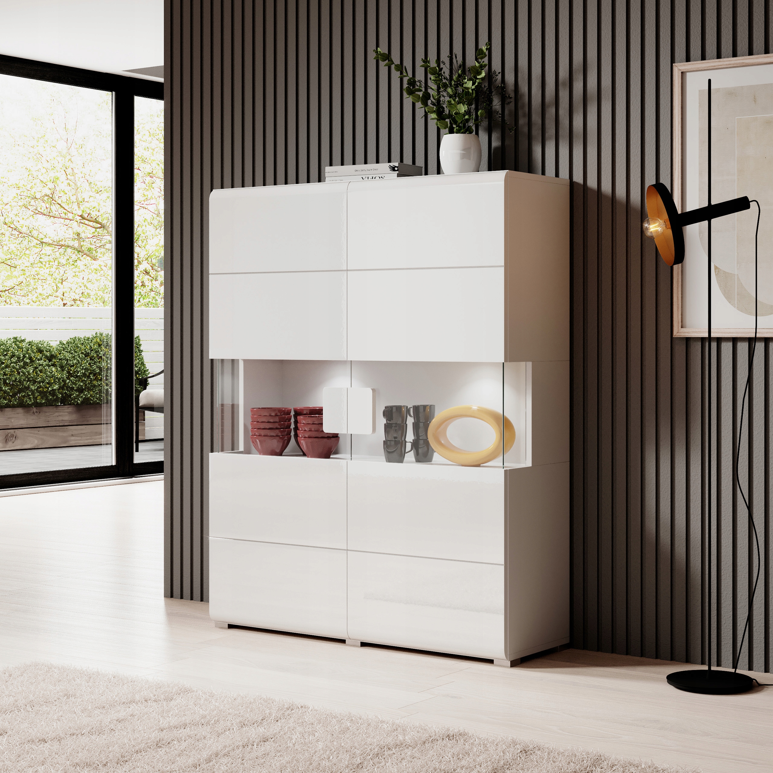 Komoda Ibiza 122 cm do obývacího pokoje Ložnice 2 Dvířka Bílá