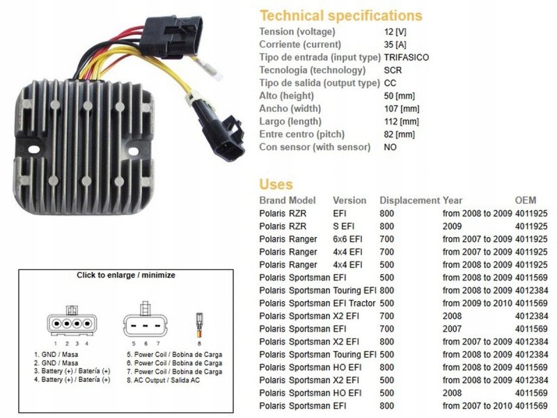 Regulátor Napätia Polaris Sportsman Efi 500/700/800
