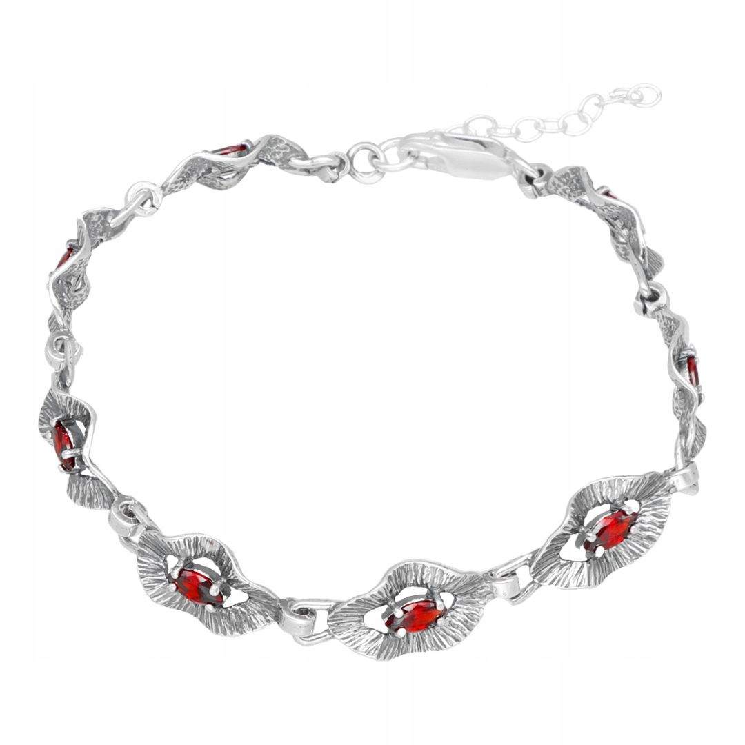 Stříbrný náramek s vínovými zirkony elegantní 925 dárek