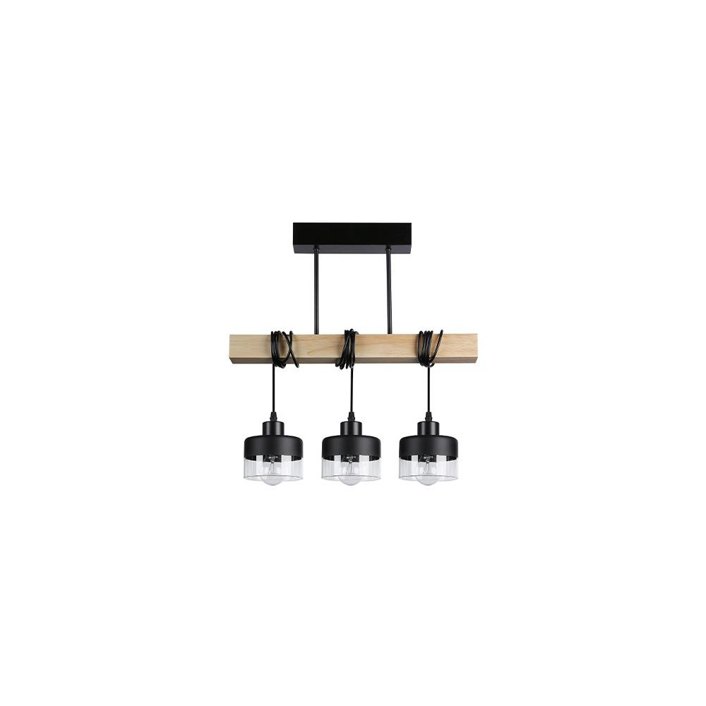 LAMPA WISZĄCA STARK STAL I DREWNO 50W IP20 CZARNA