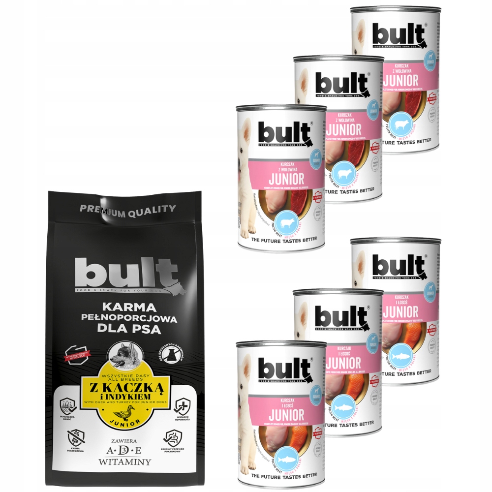 Levně Vlhké Krmivo Pro Štěně mix Suché S kachnou Pochoutky Pes Junior 3,4 kg