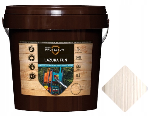 Lazura Fun 5L Biały Lakier Koloryzujący Do Drewna -dekspol Drewno Protector