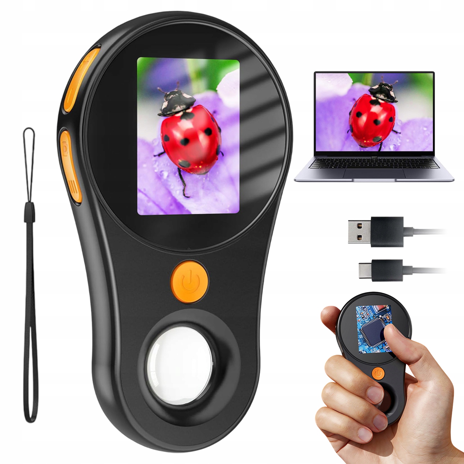 Digitální Lupa Sklo 8 Led Obrazovka 2 Palce Hd Ips Zoom 500X 2 Mpx