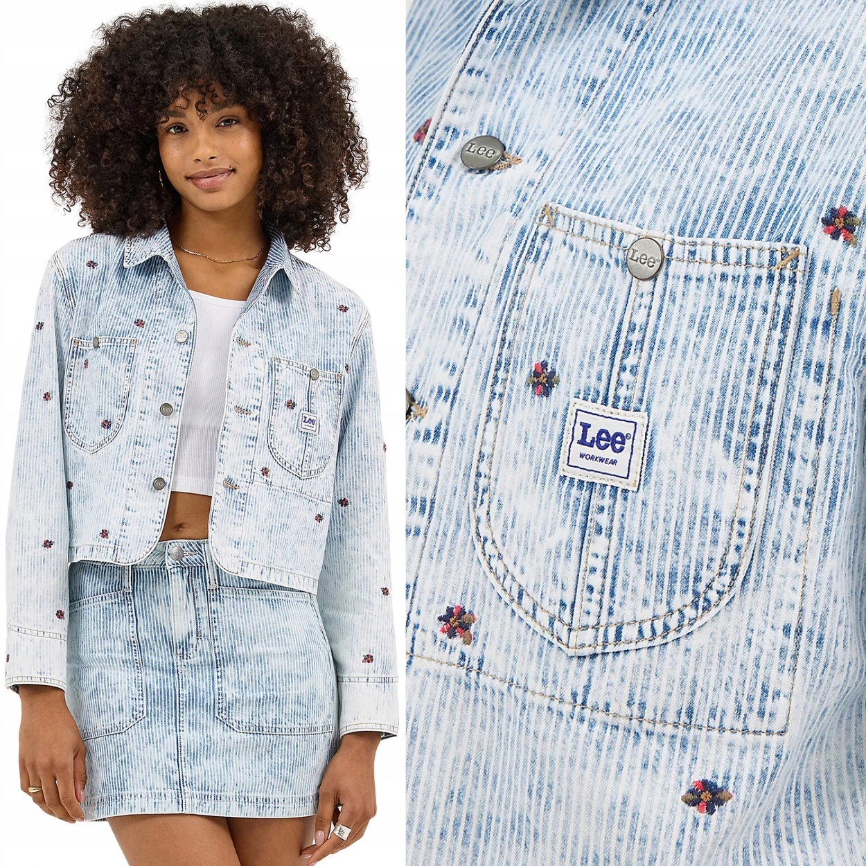 Lee Cropped Chore Jacket krátká široká dámská bunda katana džínová S