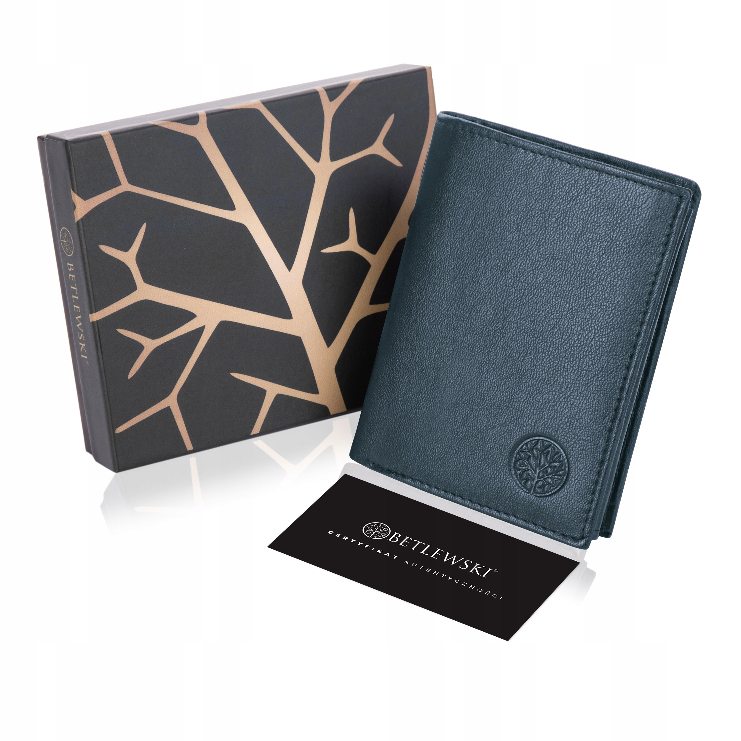 Betlewski Pánská kožená peněženka tmavě modrá vertikální bez zapínání ETPM-KZ-62