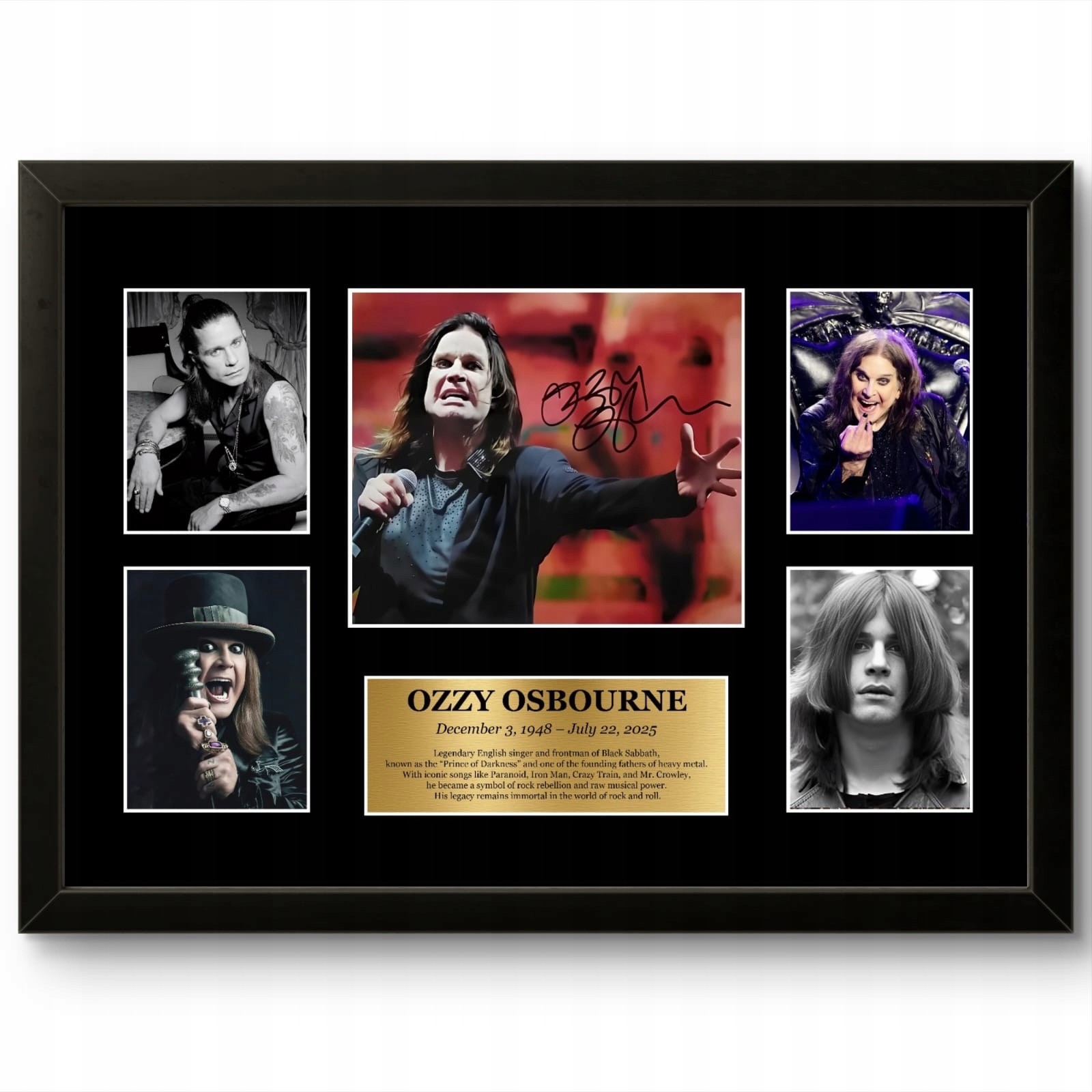OZZY OSBOURNE AUTOGRAF W RAMCE A3 REPRINT ZDJĘCIE Z PODPISEM NADRUK