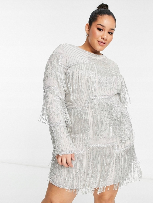 Zdobená Koktejlová Šaty Střapce Korálky Edition Pro Nadýchanou 50 5XL