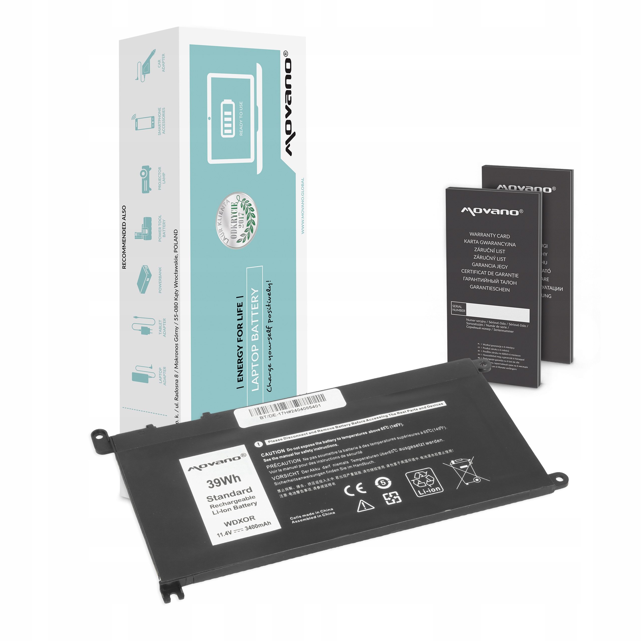 Bateria WDX0R Wdxor 3CRH3 T2JX4 P75F P62F P66F do laptopa Dell