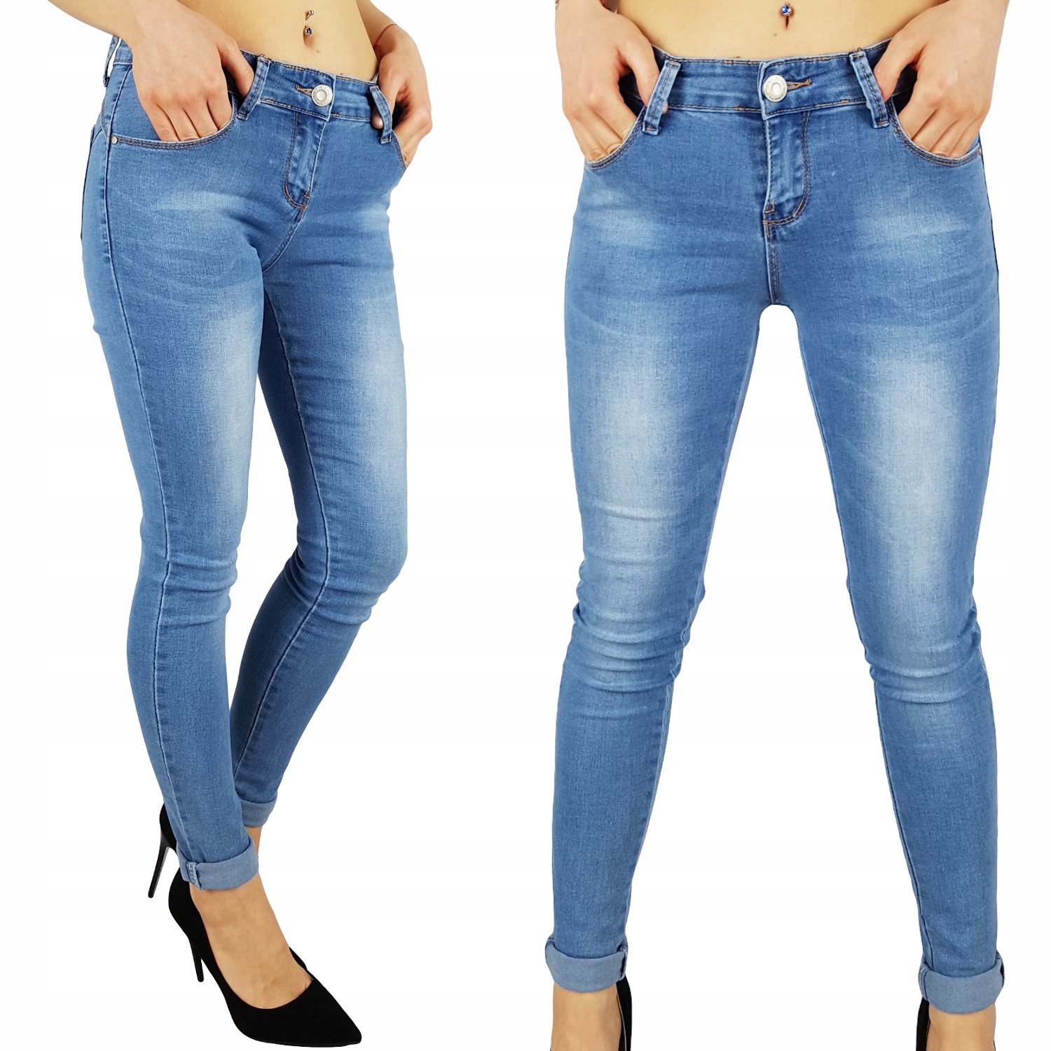 DAMSKIE SPODNIE JEANSOWE DOPASOWANE PUSH - UP Marka inna