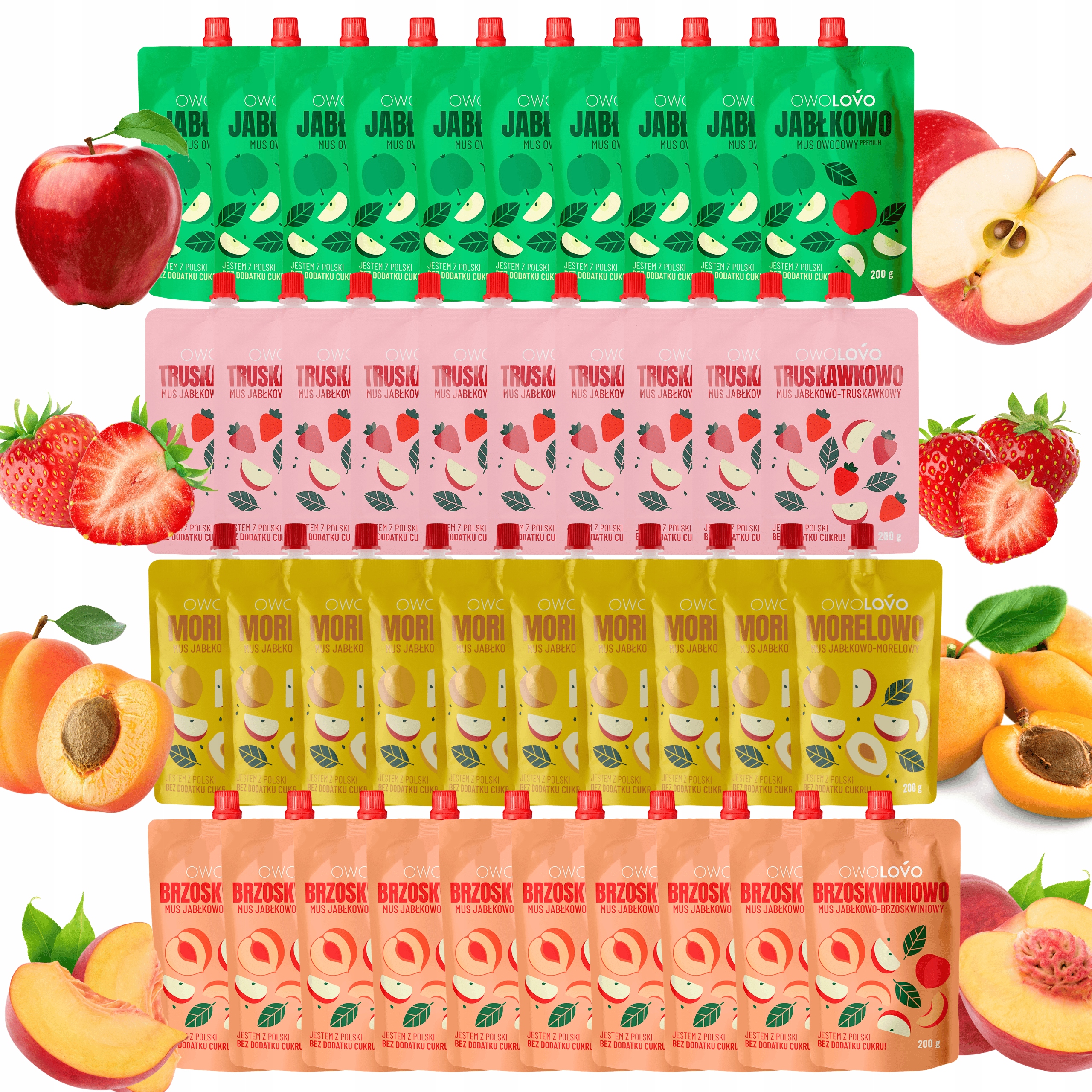 Owolovo Mix Musów Premium 40x200g Zestaw 4 smaki