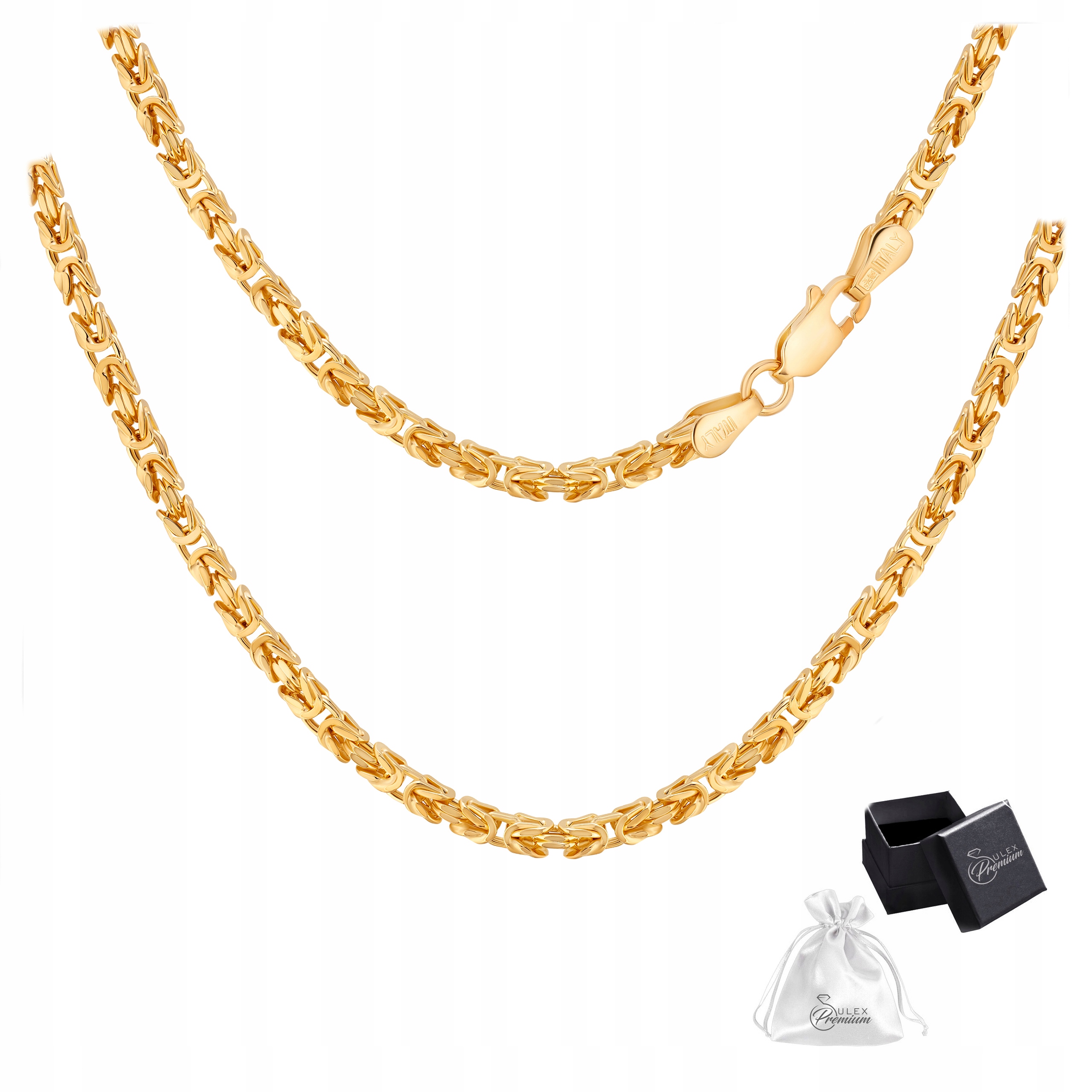 Královský zlatý Řetízek Dámský stříbro 925 Splétaný Byzantin 60 cm x 4 mm