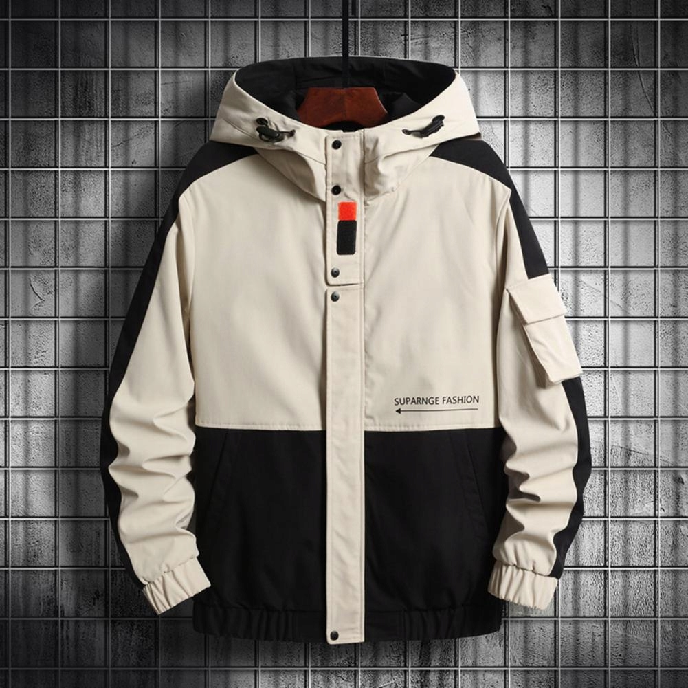 Men Jacket Long Sleeve Zipper Spring Hooded Street Marka bez marki