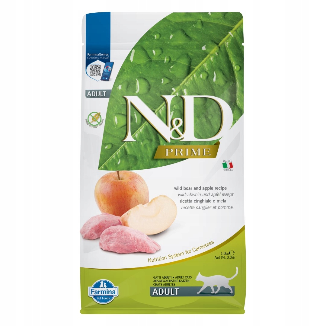 Levně Farmina N&d Prime Wild Boar Apple 1,5 kg suché Krmivo Pro Kočky