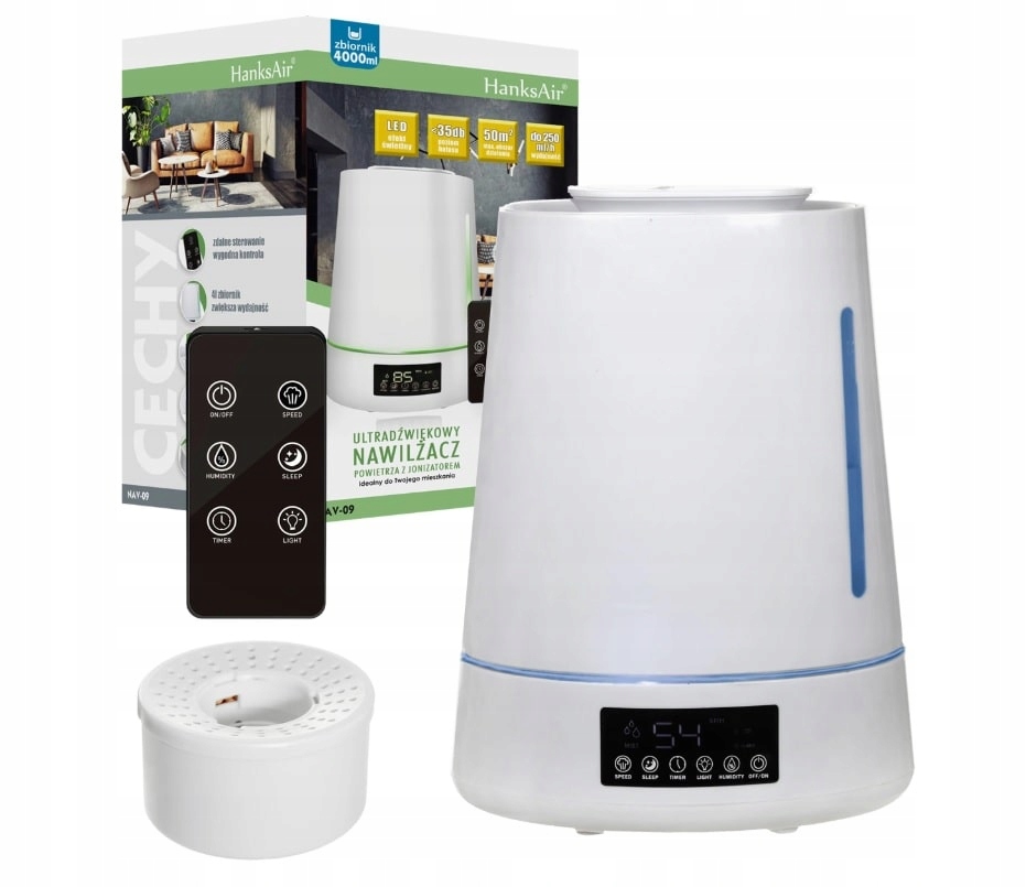 Ultrazvukový zvlhčovač vzduchu aromaterapie Led podsvícení dálkové ovládání 4L