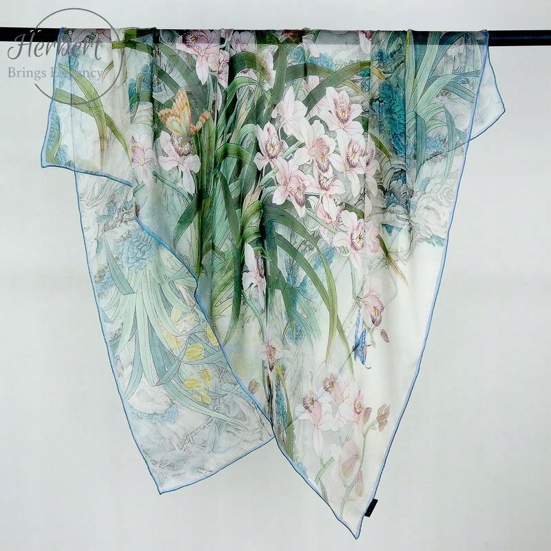 Dámský šátek 100% hedvábí se vzorem Šifonové hedvábí 103cm