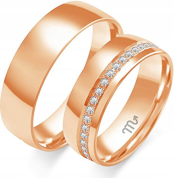 Ob 14kt. zlato růžové moderní 585 r. 14 15 16 klasický módní vzor