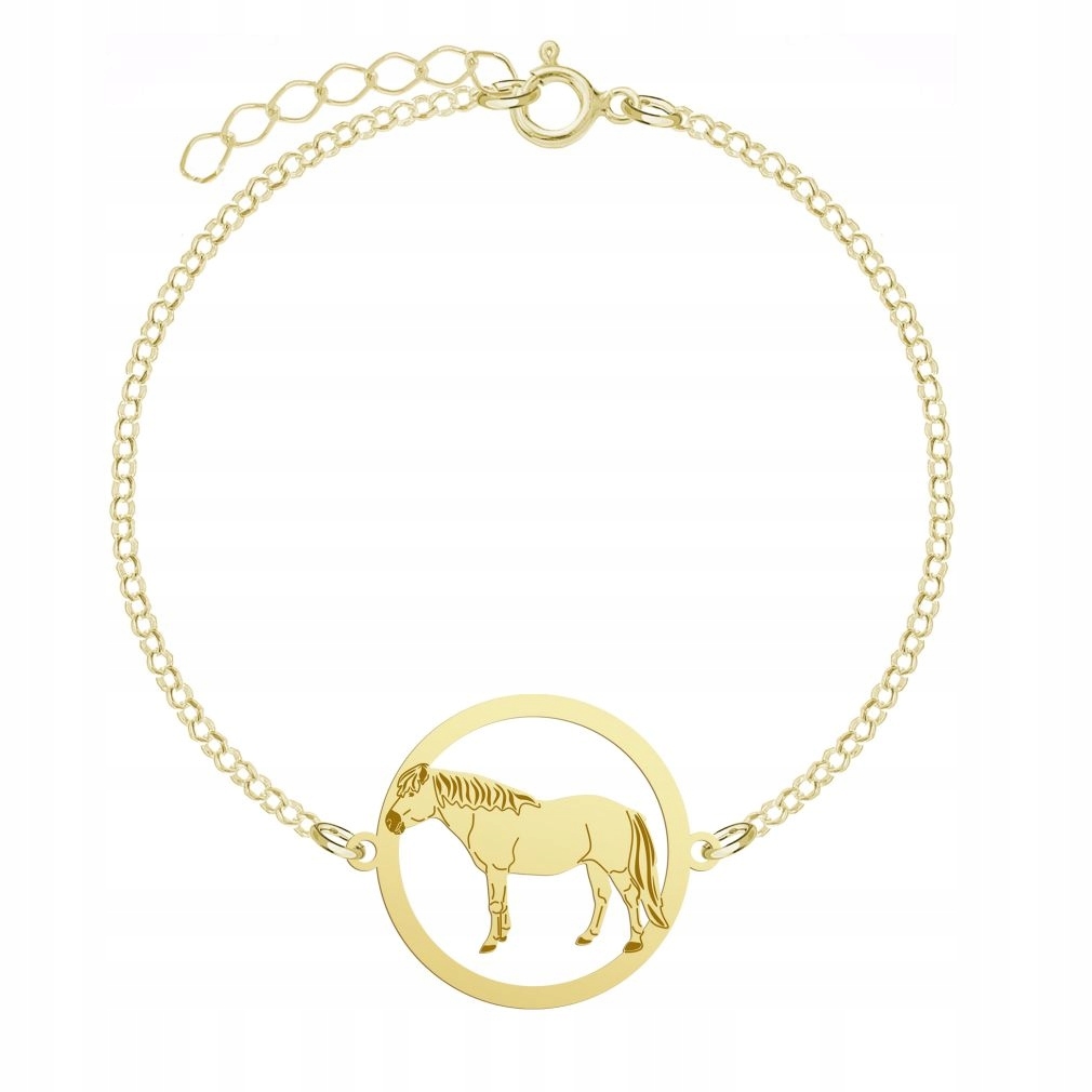 Zlatý náramek s houculským koněm 925 Řetízek Šperky Gravírování Bonus
