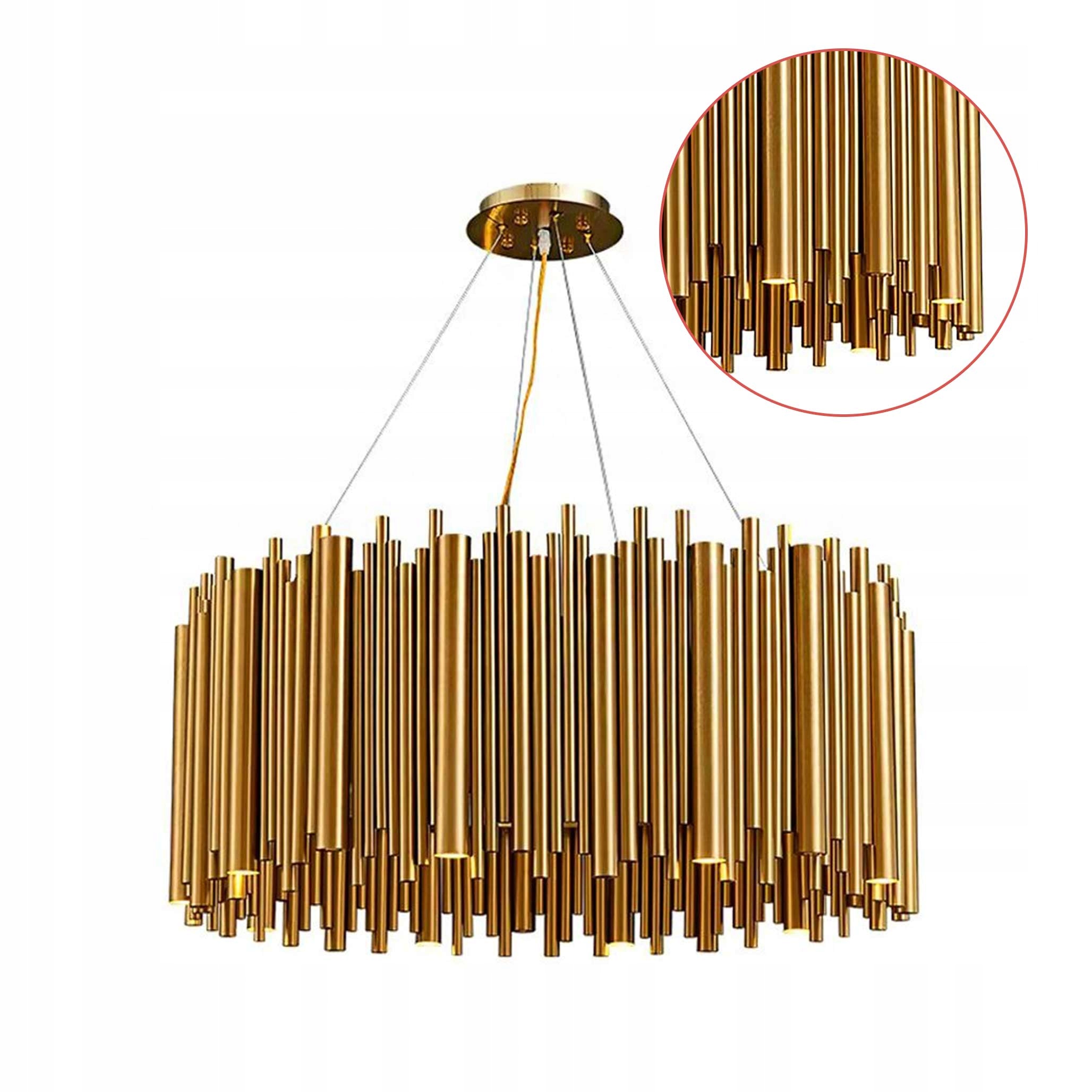 Závesná lampa Zlatá 60 cm Veľká okrúhla kovová lusterová lampa Zlatý indriustal