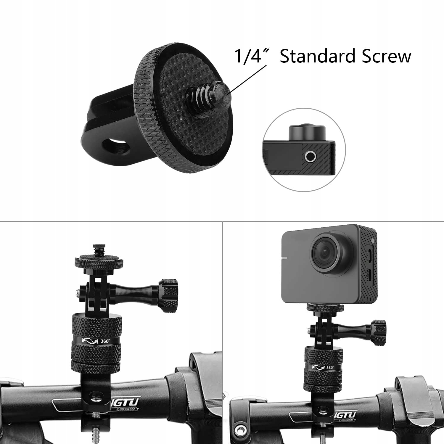 Uniwersalny uchwyt rowerowy do kamer GoPro Hero 360 stopni — miniatura 5