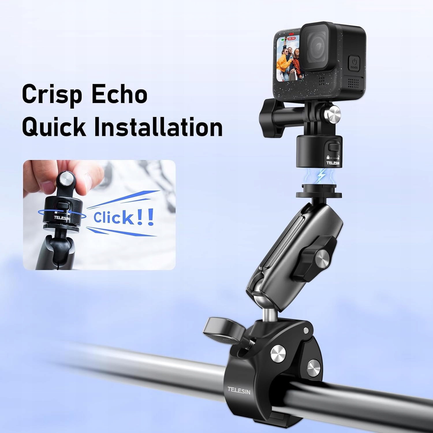 TELESIN Uchwyt Kierownicy Motocykl Rower GoPro Insta360 DJI 360 — miniatura 2