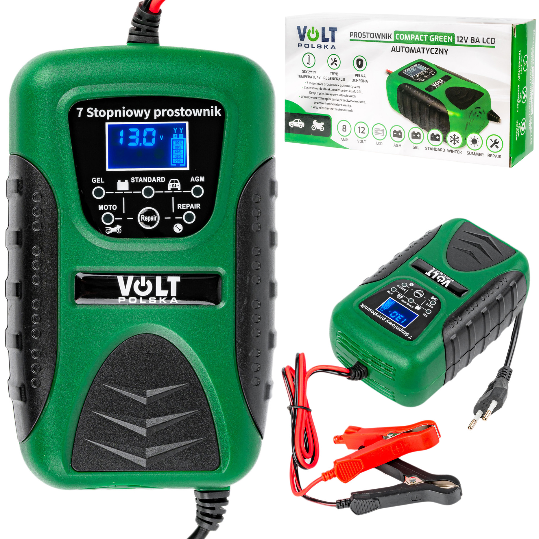 

Prostownik Ładowarka Do Akumulatora LCD 12V 8A