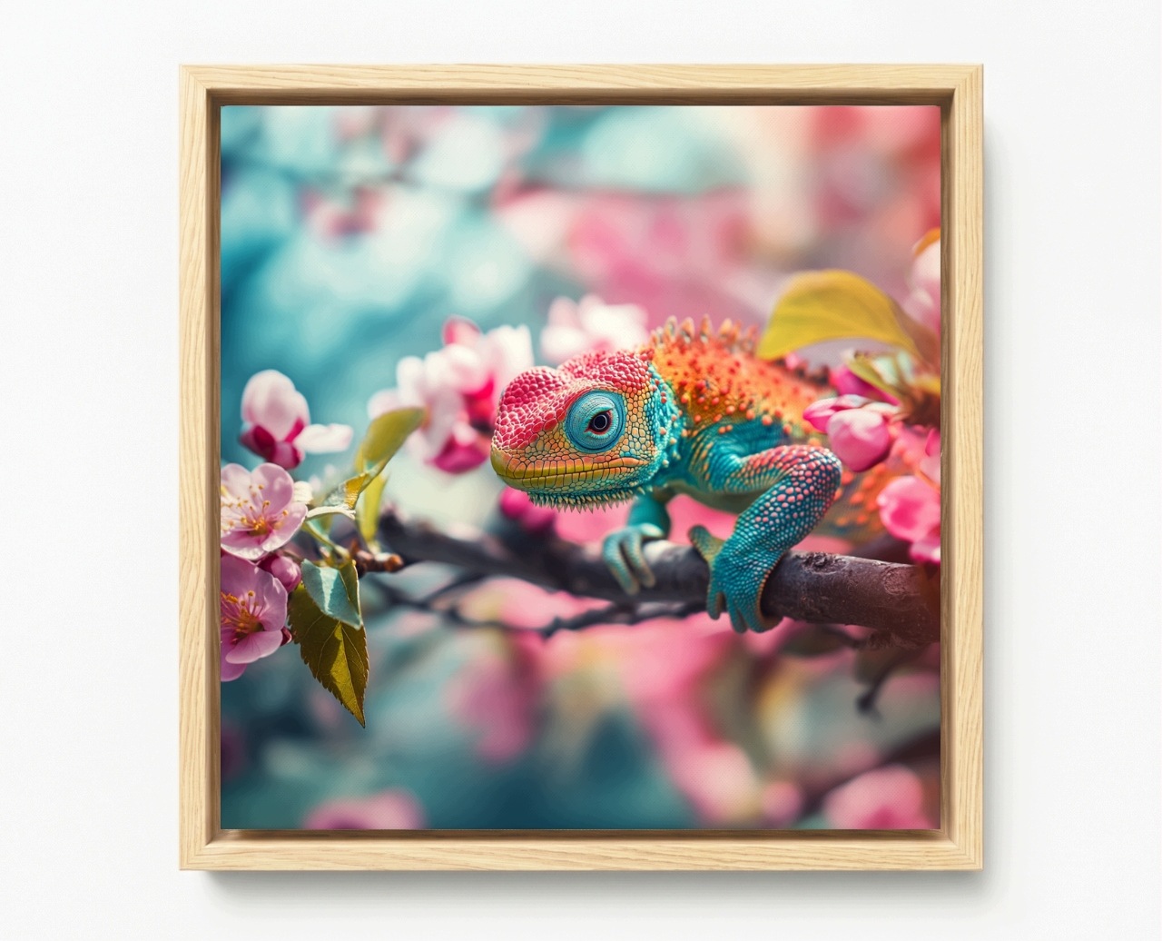 Obraz Rám Americký Box Příroda Barevný Chameleon Ještěrka 60x60