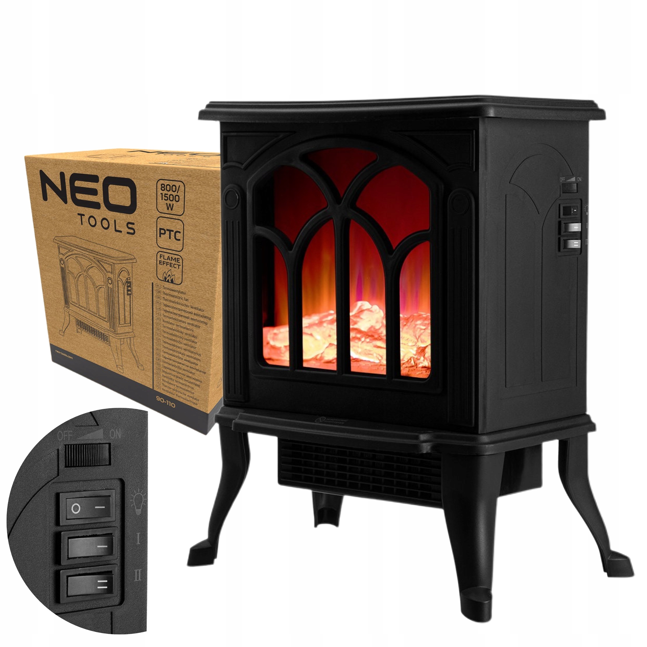 Keramický Termoventilátor 800 W/1500 W, Dekorativní Krb Pro Vytápění