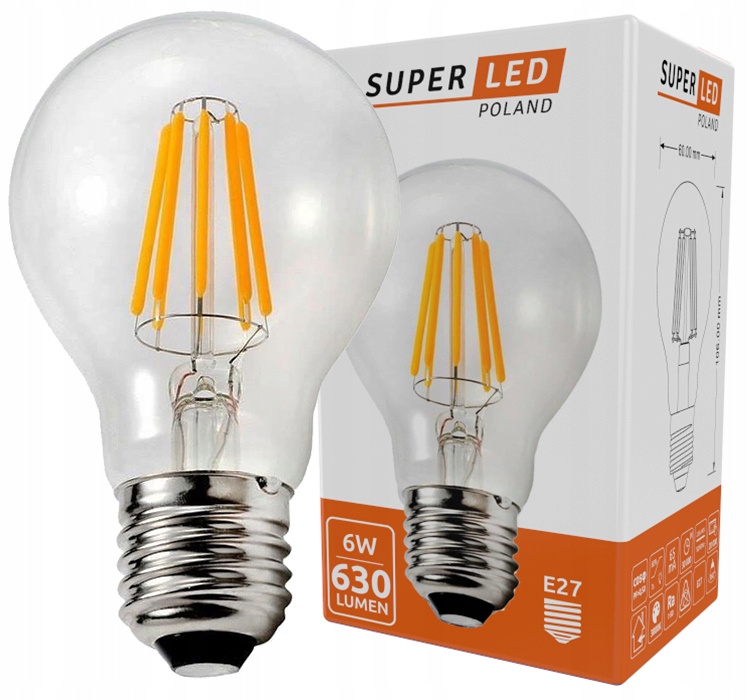 Żarówka LED E27 Filament 6W Edison Ozdobna Ciepła