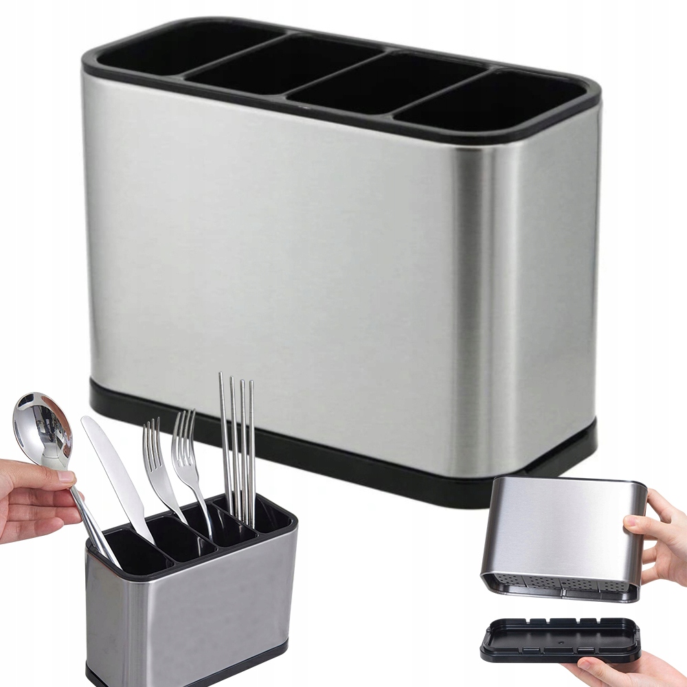 Levně Nádoba Odkapávač Kuchyňský Organizér Na Příbory Kuchyňský Organizér Stříbrný