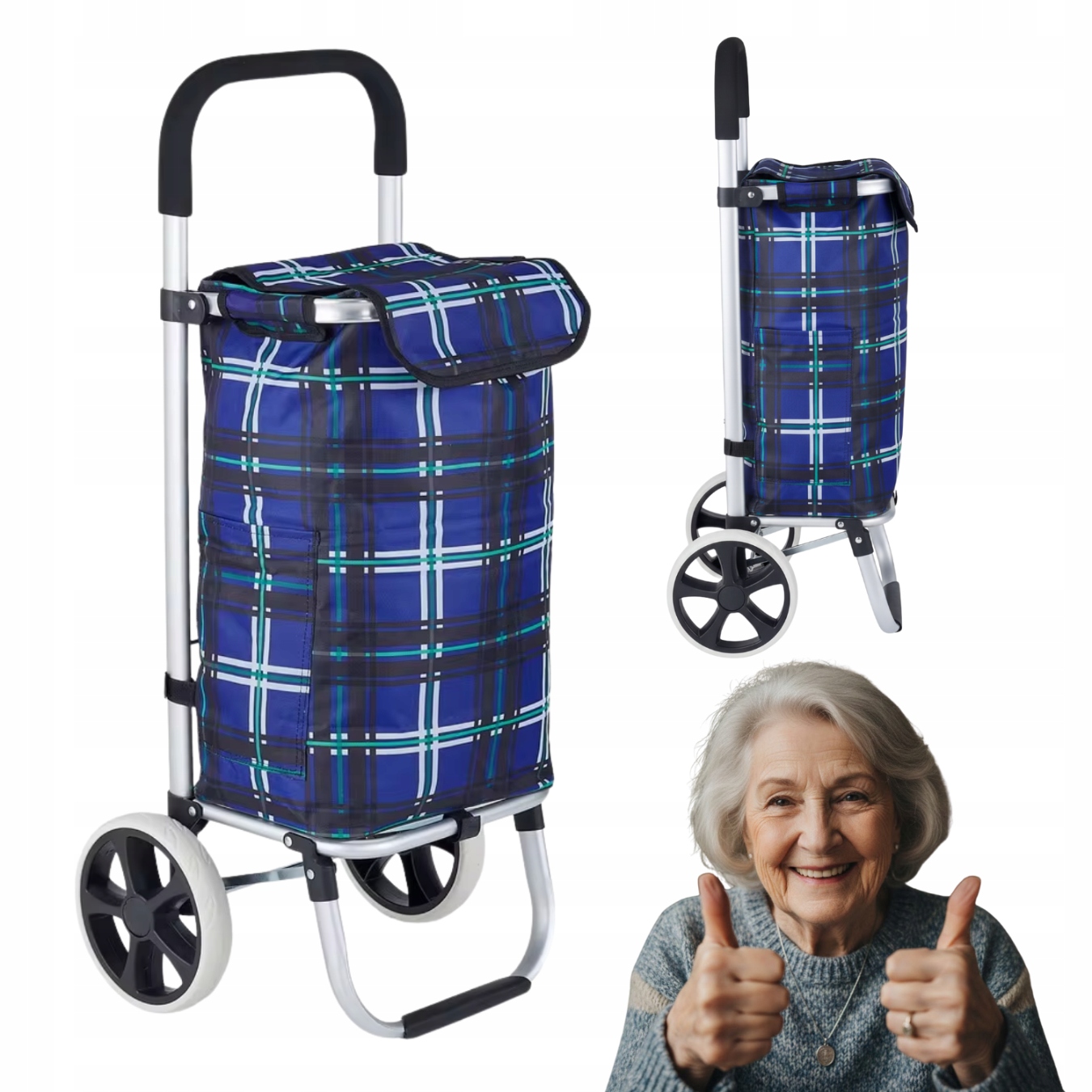 Taška Milan Na Kolečkách Nákupní Vozík 40 L Modrá Mřížka