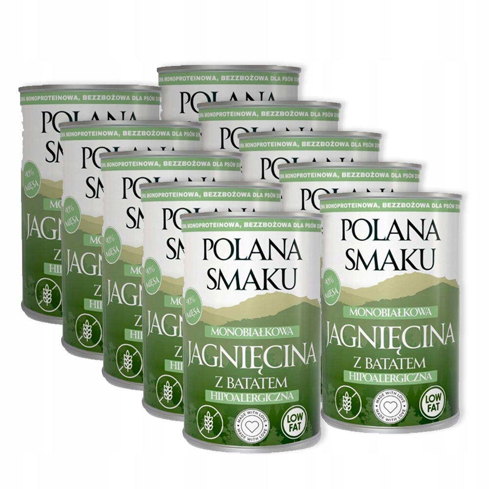 Levně Polana Smaku Jehněčí se sladkými bramborami 10x400g Monoproteinové Krmivo pro psy