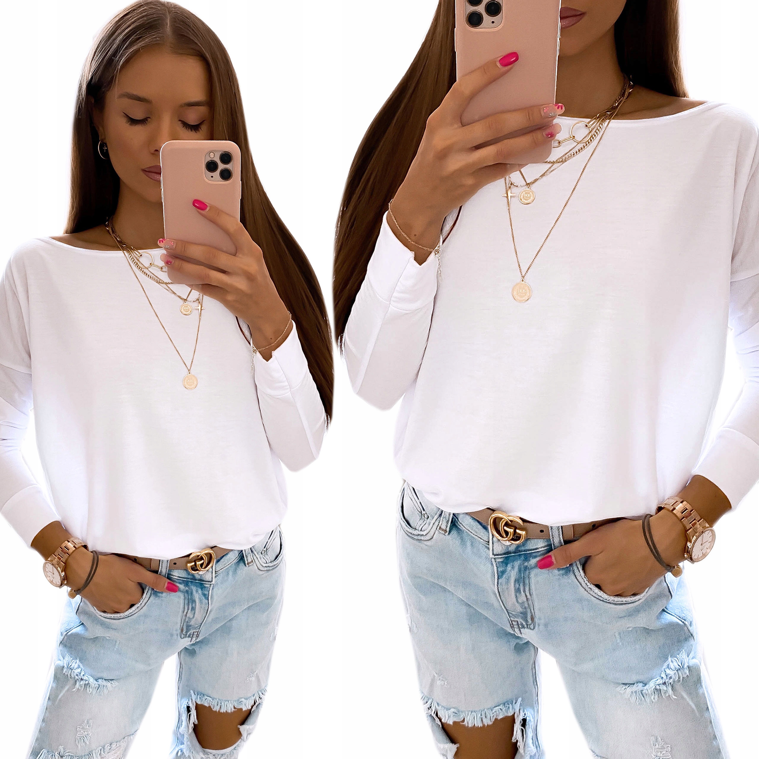 

Bluzka T-shirt Luźna Delikatna Ściągacz