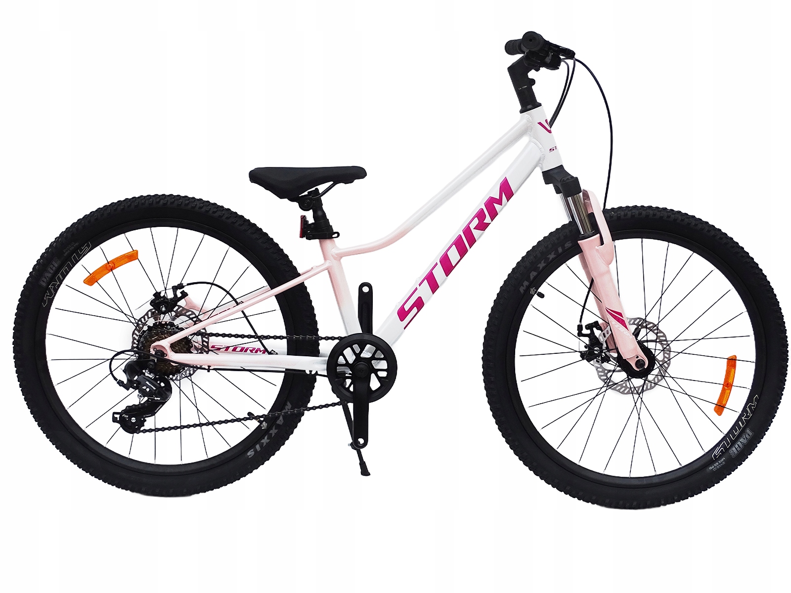 Rower 24 Queen Mtb Amortyzowany Shimano Aluminium Różowo Biały Tarczowe Ham