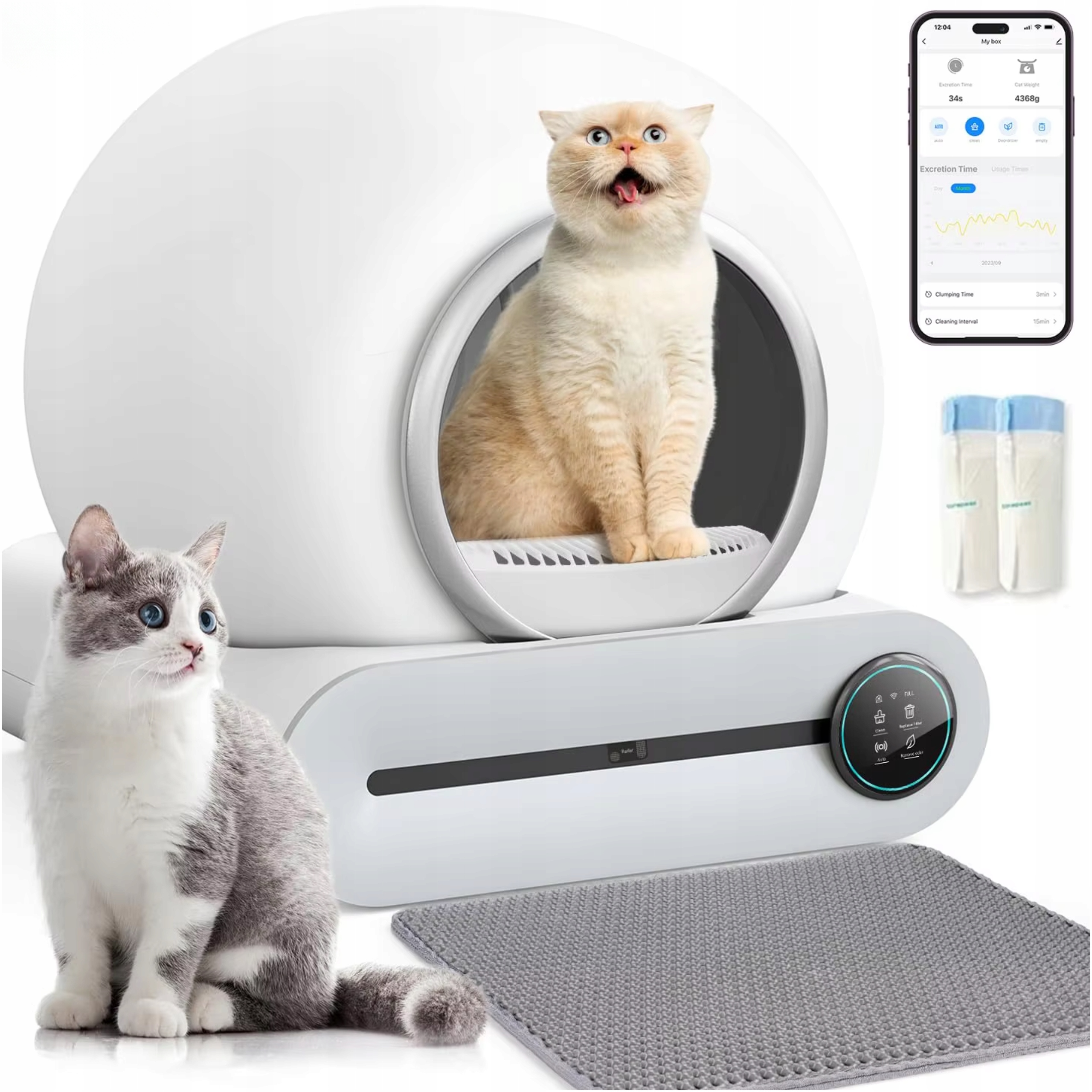 Toaleta Pro Kočky Samočistící velká kočka Smart Automatická inteligentní
