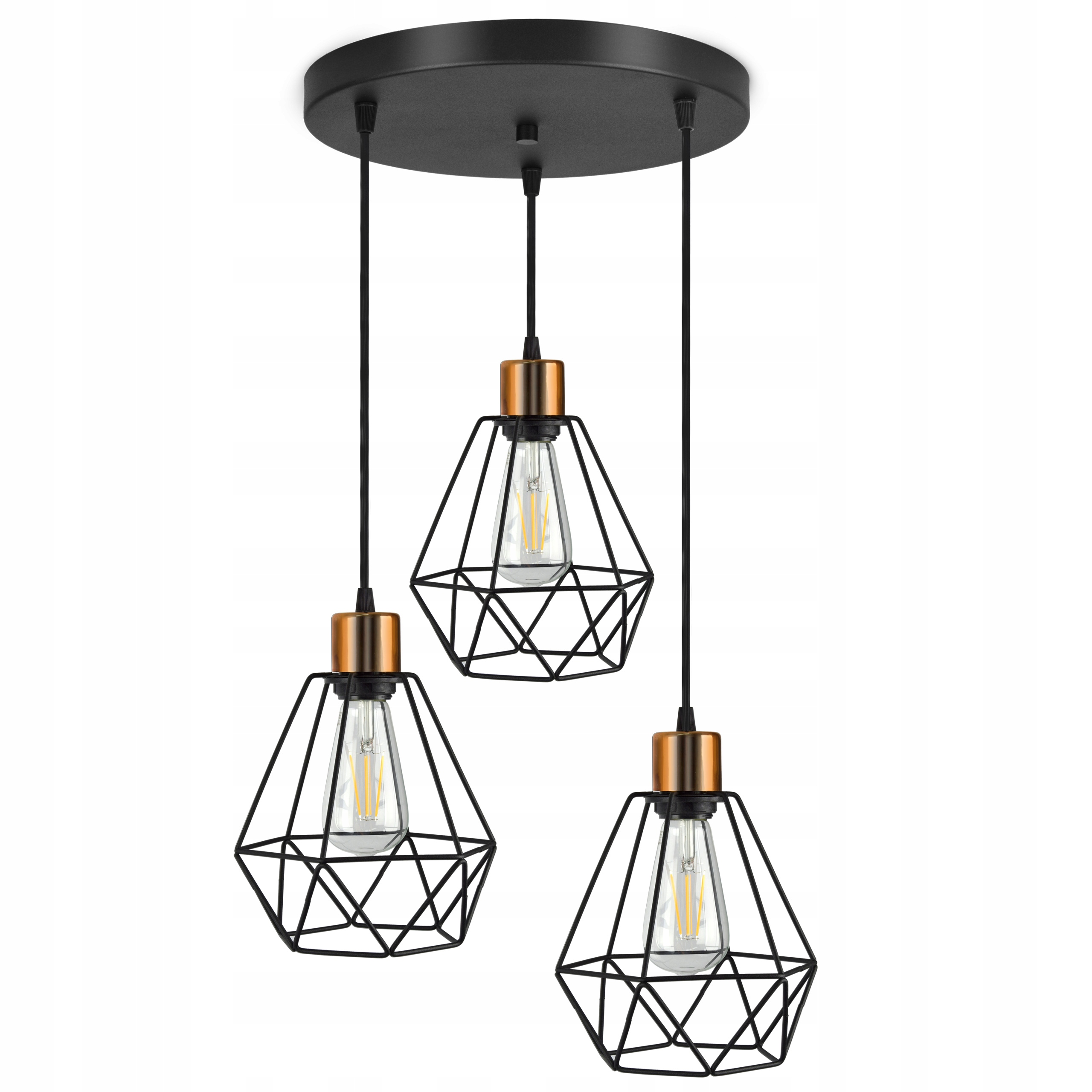 

Lampa Wisząca Żyrandol Plafon Diament Miedź Led